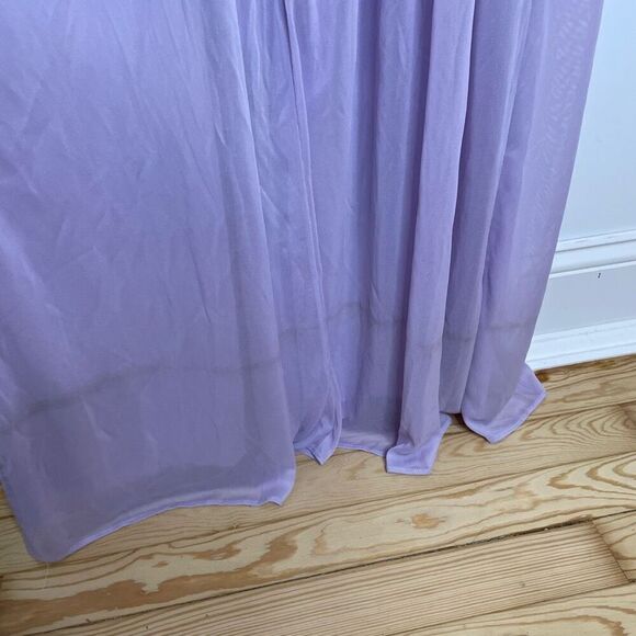 David’s Bridal Iris Long Mesh Dress with Cowl Back Detail Lavender Purple Maxi 4 - Picture 13 of 13
